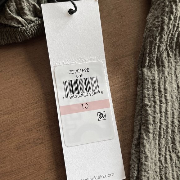 NWT: Calvin Klein Crinkle Belted Shirt Dress - Picture 8 of 10